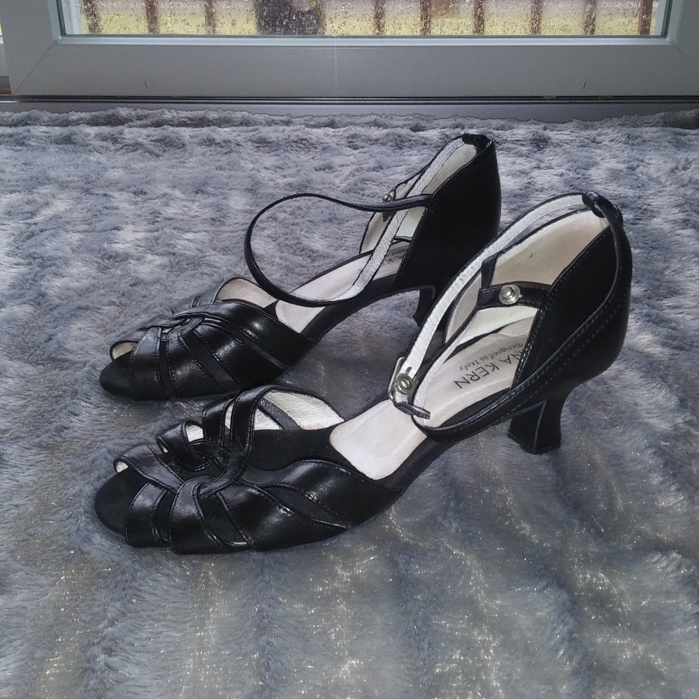 Anna Kern Black Leather Ballroom Shoes